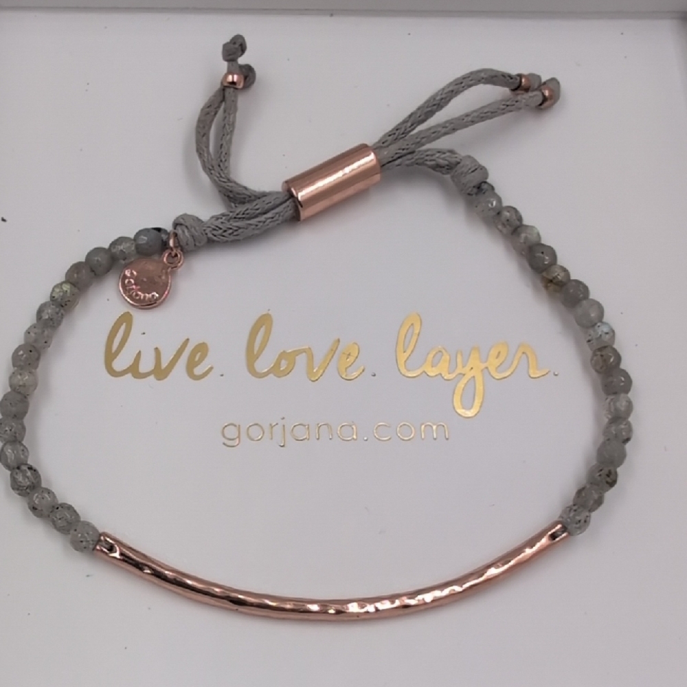 Gorjana Rose Gold Bar Bracelet with Gray Beads